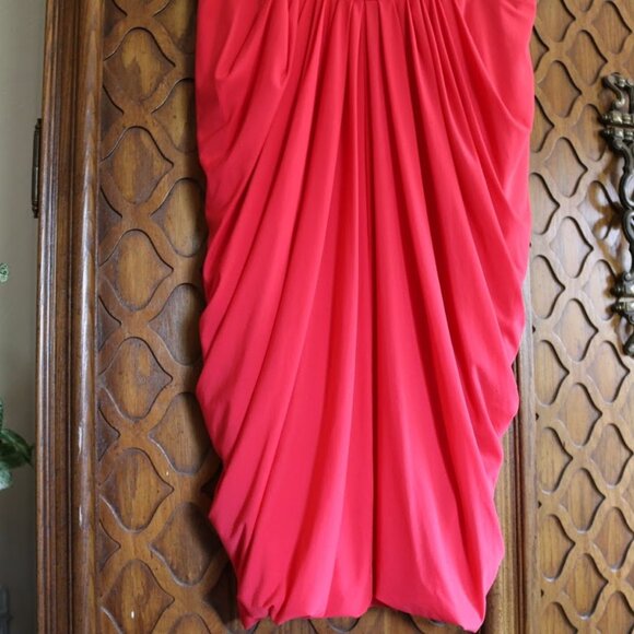 BCBG MaxAzria Draped Bubble Hem Mini Dress Style ACJ6H229 - Red, Size S - Picture 5 of 16